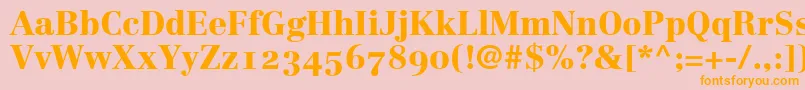 Police LinotypeCentennial95BlackOldstyleFigures – polices orange sur fond rose