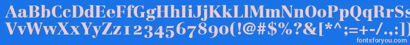 LinotypeCentennial95BlackOldstyleFigures-Schriftart – Rosa Schriften auf blauem Hintergrund