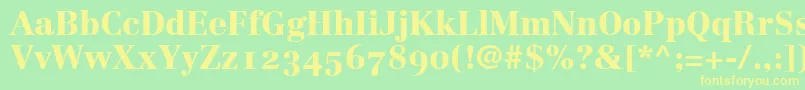 フォントLinotypeCentennial95BlackOldstyleFigures – 黄色の文字が緑の背景にあります