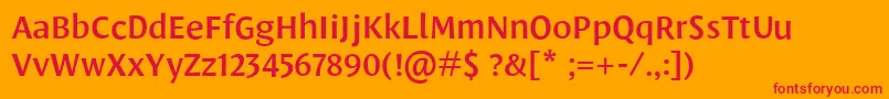 LeksasansproDemibold Font – Red Fonts on Orange Background