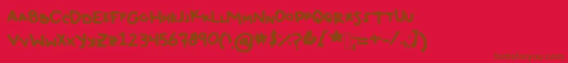 TyeDyeJerky-Schriftart – Braune Schriften auf rotem Hintergrund