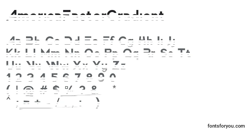 Czcionka AmericaFasterGradient – alfabet, cyfry, specjalne znaki