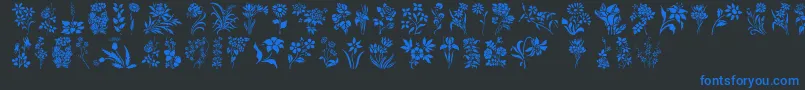 HffFloralStencil Font – Blue Fonts on Black Background