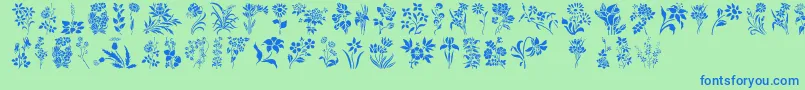 HffFloralStencil-Schriftart – Blaue Schriften auf grünem Hintergrund