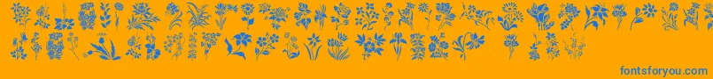 HffFloralStencil-Schriftart – Blaue Schriften auf orangefarbenem Hintergrund