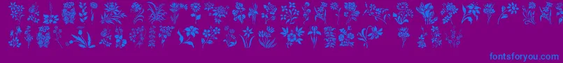 Fonte HffFloralStencil – fontes azuis em um fundo violeta