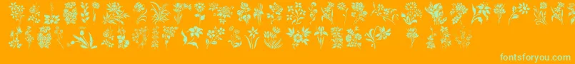 Fonte HffFloralStencil – fontes verdes em um fundo laranja