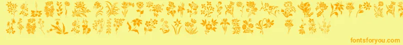 HffFloralStencil Font – Orange Fonts on Yellow Background