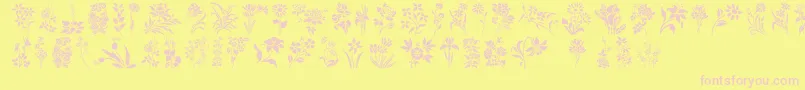 フォントHffFloralStencil – ピンクのフォント、黄色の背景