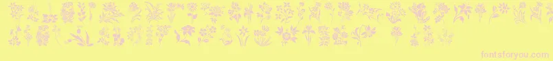 fuente HffFloralStencil – Fuentes Rosadas Sobre Fondo Amarillo