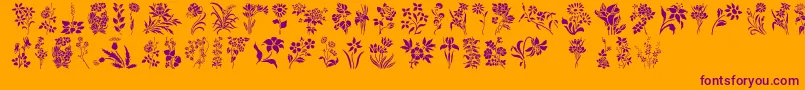 HffFloralStencil Font – Purple Fonts on Orange Background