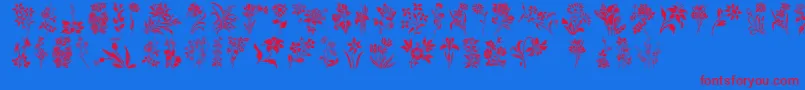 HffFloralStencil-Schriftart – Rote Schriften auf blauem Hintergrund