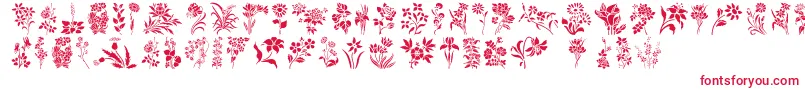 HffFloralStencil-fontti – punaiset fontit valkoisella taustalla