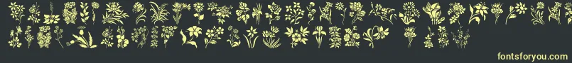 HffFloralStencil-Schriftart – Gelbe Schriften auf schwarzem Hintergrund