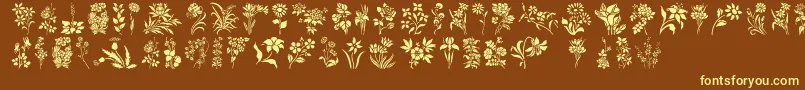HffFloralStencil Font – Yellow Fonts on Brown Background