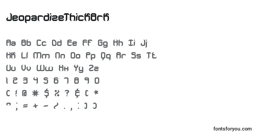 Шрифт JeopardizeThickBrk – алфавит, цифры, специальные символы