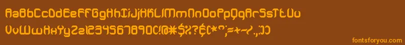 フォントJeopardizeThickBrk – オレンジ色の文字が茶色の背景にあります。