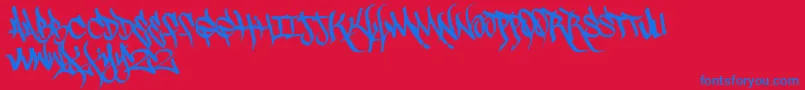Scrawl3rd-Schriftart – Blaue Schriften auf rotem Hintergrund