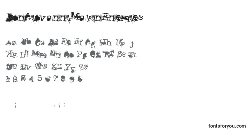 Czcionka DonGiovanniMakinEnemies – alfabet, cyfry, specjalne znaki
