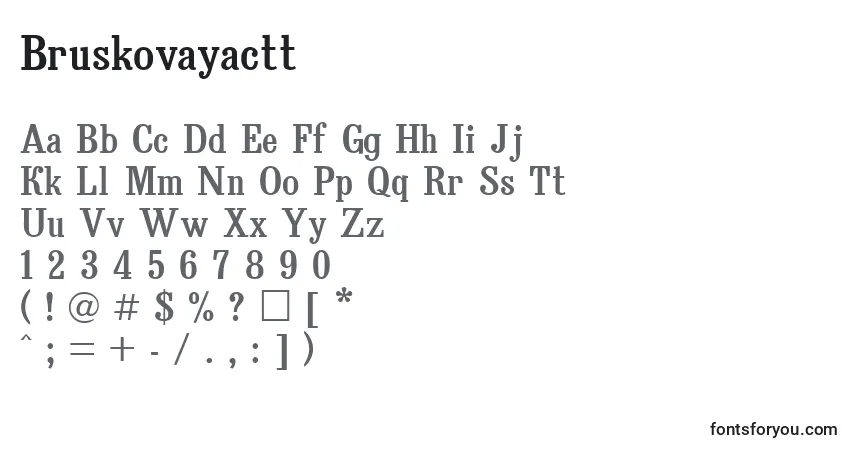 Schriftart Bruskovayactt – Alphabet, Zahlen, spezielle Symbole