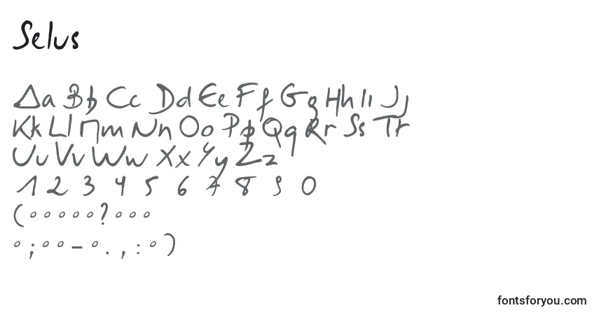 Fuente Selus - alfabeto, números, caracteres especiales