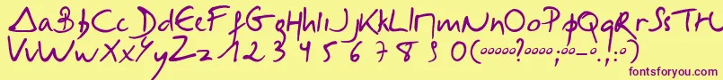 Selus Font – Purple Fonts on Yellow Background