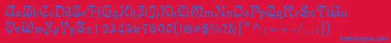 Isabellastd Font – Blue Fonts on Red Background