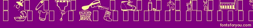 フォントBabysWorld – 紫の背景に黄色のフォント