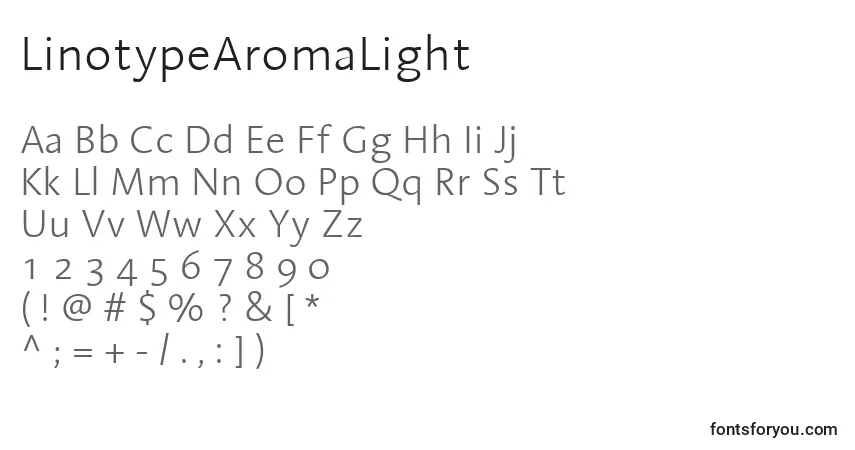 Шрифт LinotypeAromaLight – алфавит, цифры, специальные символы