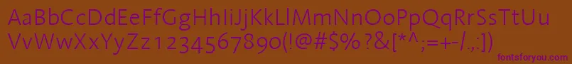 LinotypeAromaLight Font – Purple Fonts on Brown Background