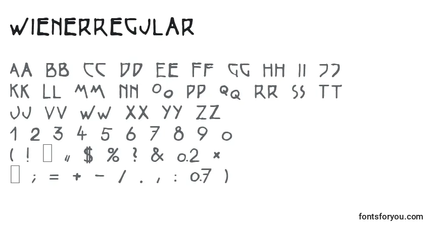 Schriftart WienerRegular – Alphabet, Zahlen, spezielle Symbole