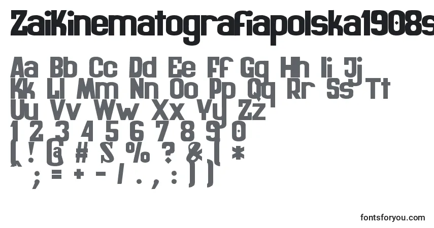 A fonte ZaiKinematografiapolska1908solid – alfabeto, números, caracteres especiais
