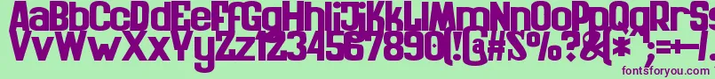 フォントZaiKinematografiapolska1908solid – 緑の背景に紫のフォント
