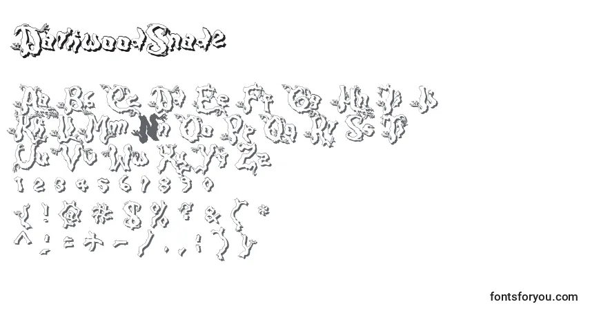 Czcionka DarkwoodShad2 – alfabet, cyfry, specjalne znaki