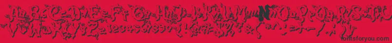 DarkwoodShad2-Schriftart – Schwarze Schriften auf rotem Hintergrund