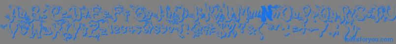 DarkwoodShad2-Schriftart – Blaue Schriften auf grauem Hintergrund