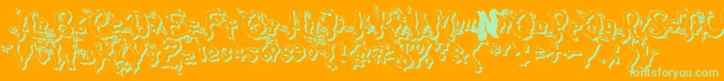 DarkwoodShad2-Schriftart – Grüne Schriften auf orangefarbenem Hintergrund