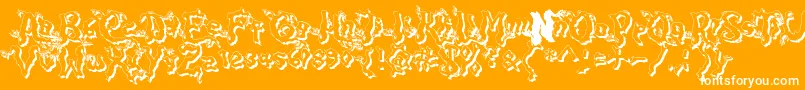 DarkwoodShad2-Schriftart – Weiße Schriften auf orangefarbenem Hintergrund