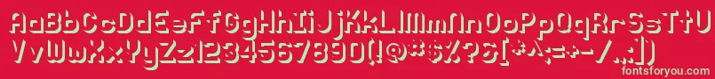 Knochen3DShaded Font – Green Fonts on Red Background