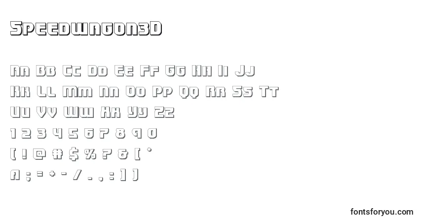 Schriftart Speedwagon3D – Alphabet, Zahlen, spezielle Symbole