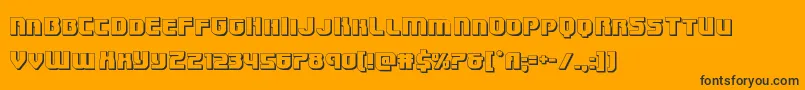 Speedwagon3D-Schriftart – Schwarze Schriften auf orangefarbenem Hintergrund