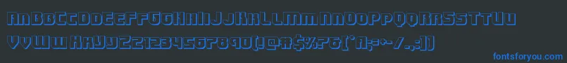 Speedwagon3D-Schriftart – Blaue Schriften auf schwarzem Hintergrund