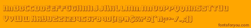 Speedwagon3D-Schriftart – Braune Schriften auf orangefarbenem Hintergrund
