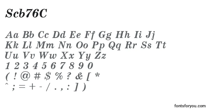 Czcionka Scb76C – alfabet, cyfry, specjalne znaki
