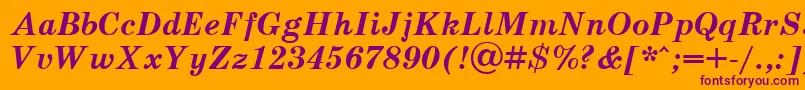 Scb76C-fontti – violetit fontit oranssilla taustalla