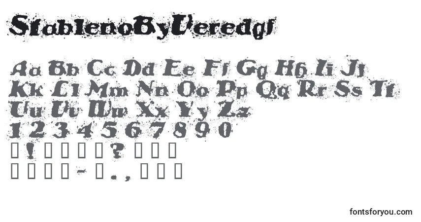 A fonte StablenoByVeredgf – alfabeto, números, caracteres especiais