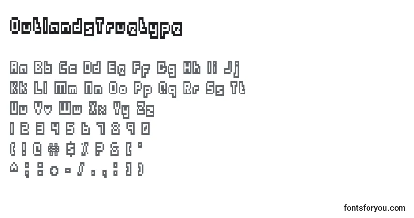Шрифт OutlandsTruetype – алфавит, цифры, специальные символы