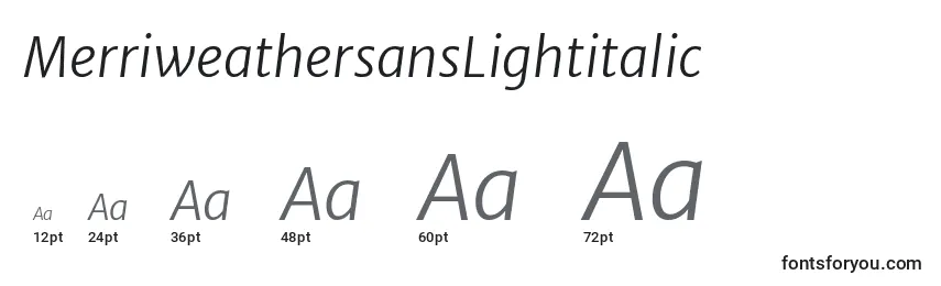 MerriweathersansLightitalic Font Sizes