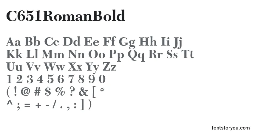 Schriftart C651RomanBold – Alphabet, Zahlen, spezielle Symbole