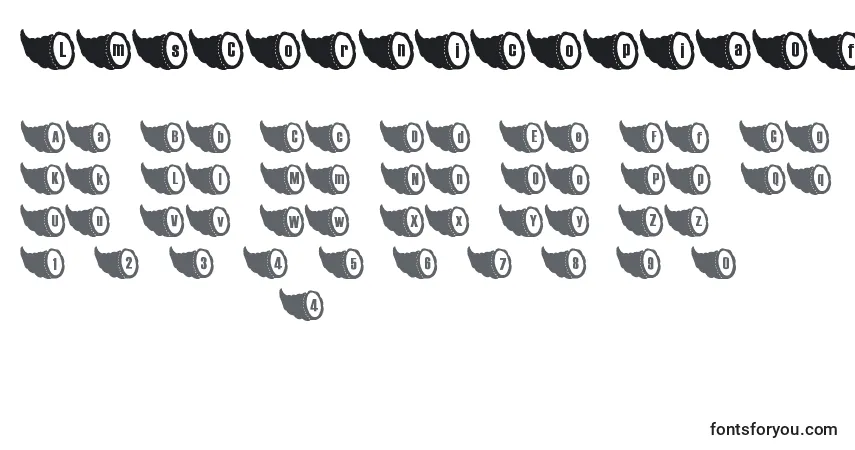 Шрифт LmsCornicopiaOfThanks – алфавит, цифры, специальные символы